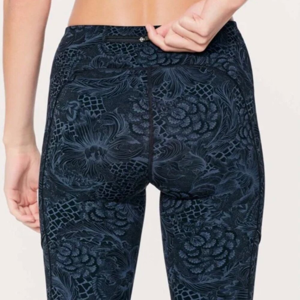 LULULEMON Sz 4 Speed Up 21” Crop Leggings in Nouveau Mach Blue Black EUC - Picture 6 of 6